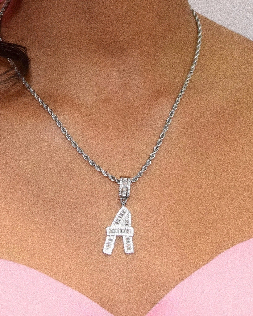 Baguette Initial Pendant