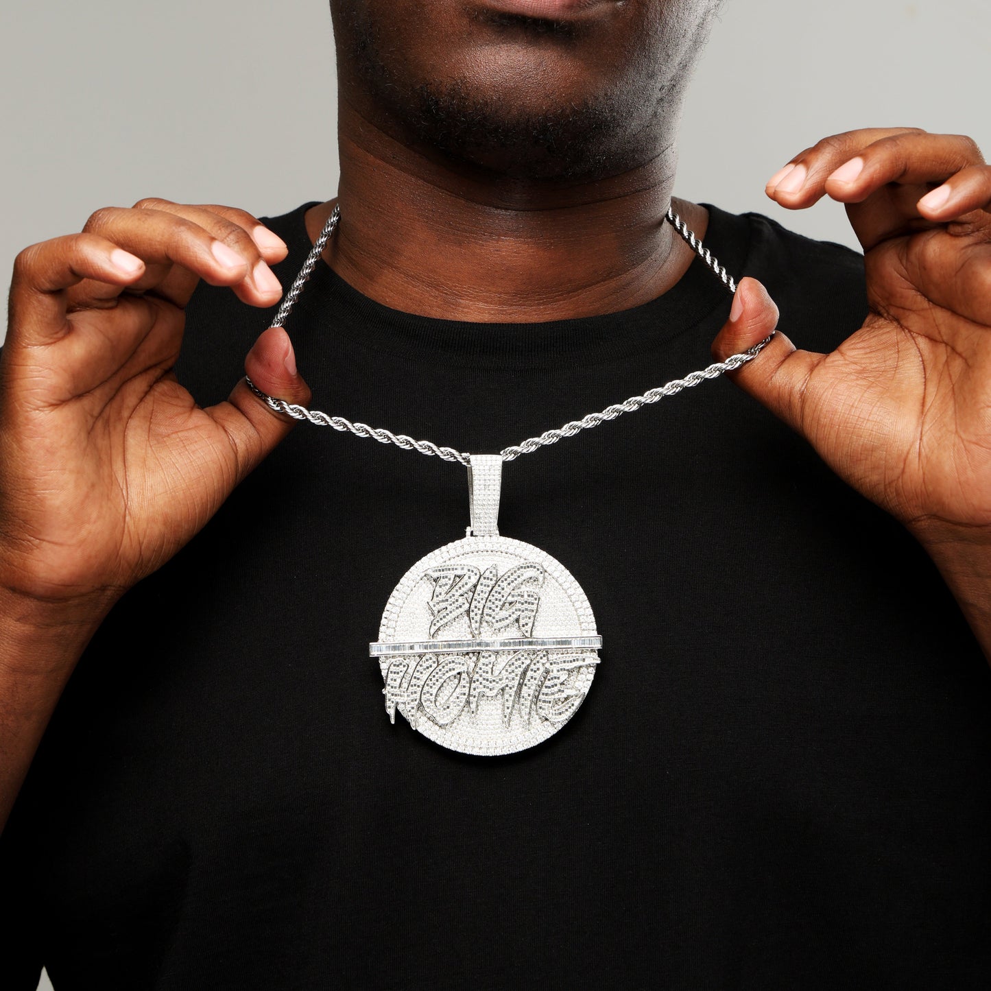 Custom Circle Pendant with Rope Chain