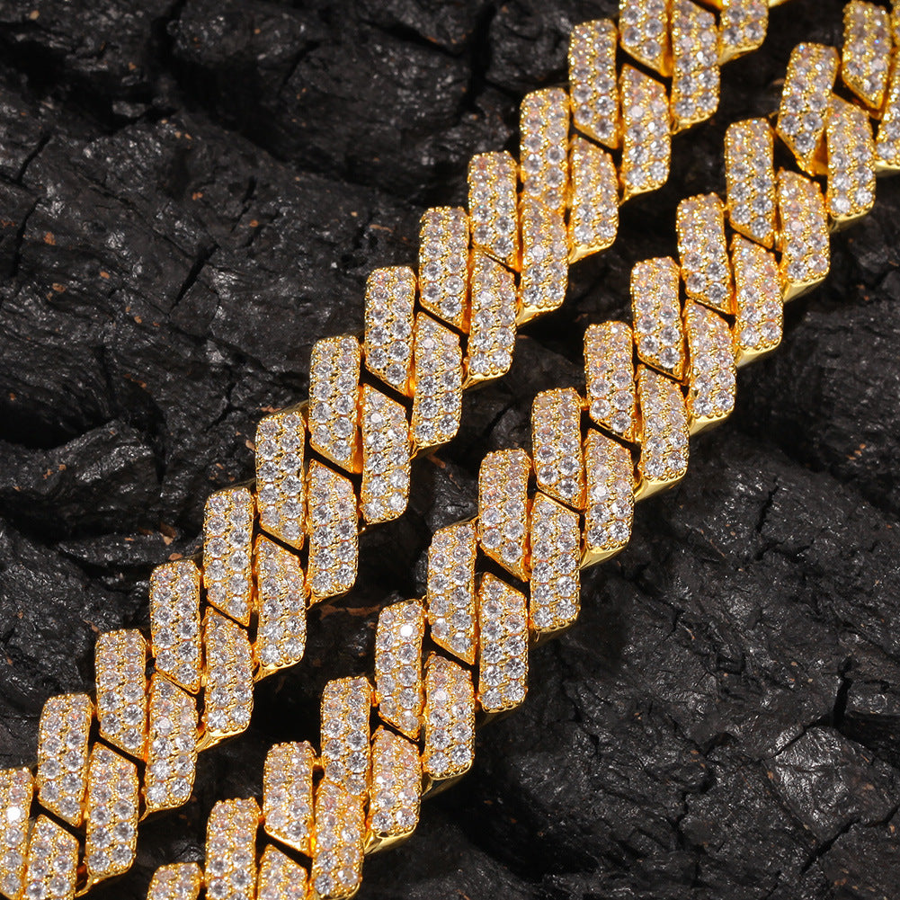14mm Two Row Prong Cuban Necklace