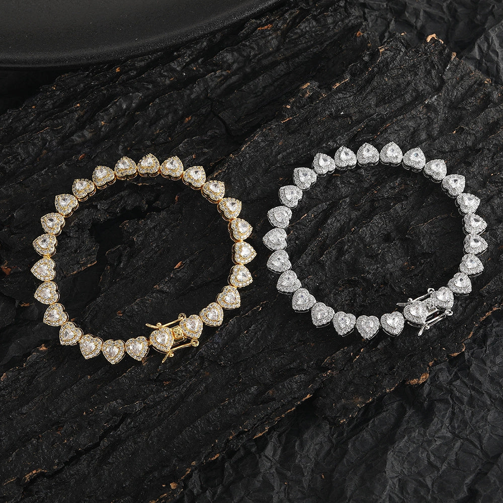Clustered Heart Tennis Bracelet