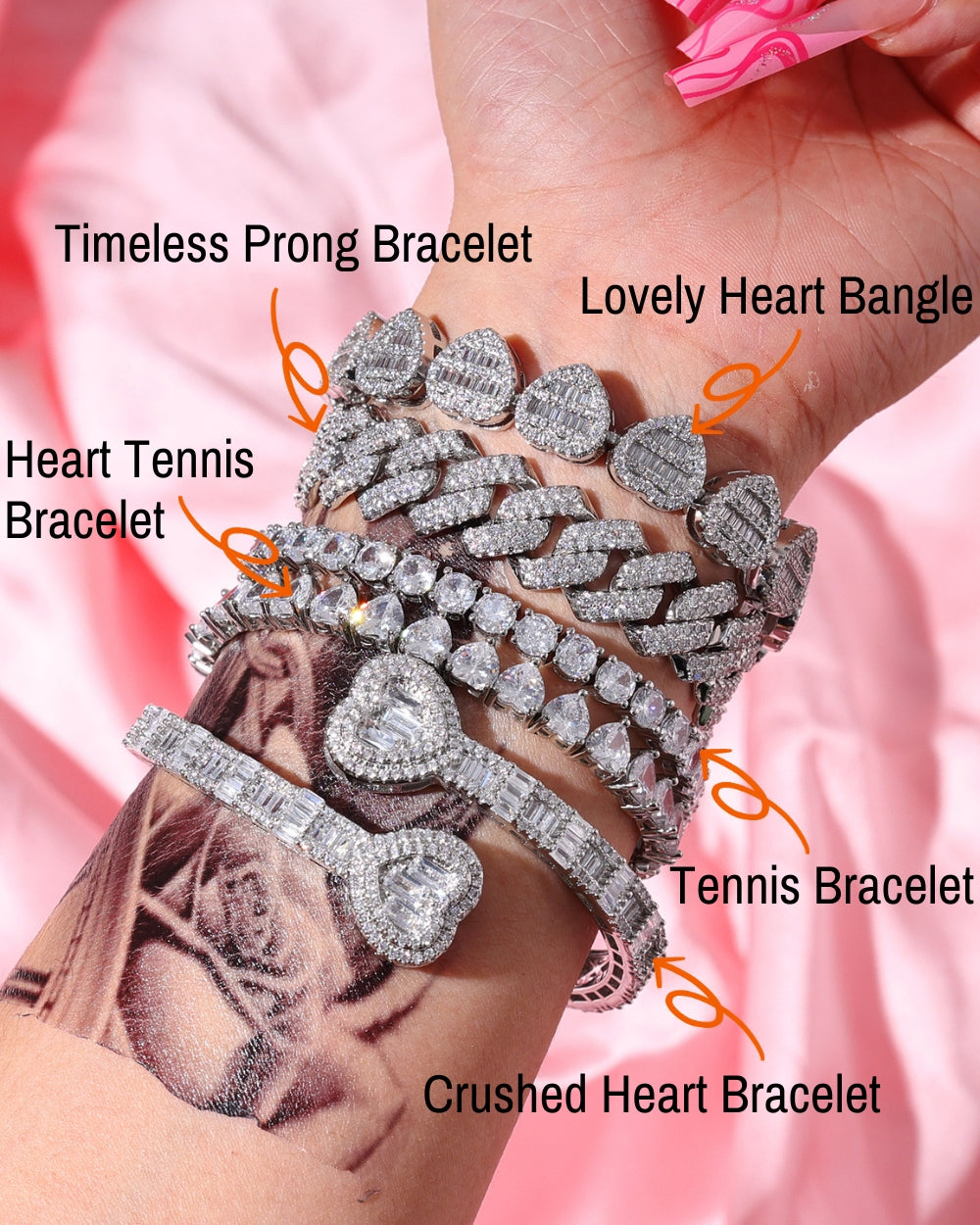 Heart Diamond Layered Bracelet