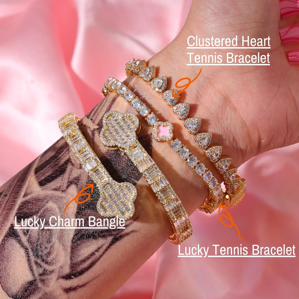 Heart Clover Bracelet Set