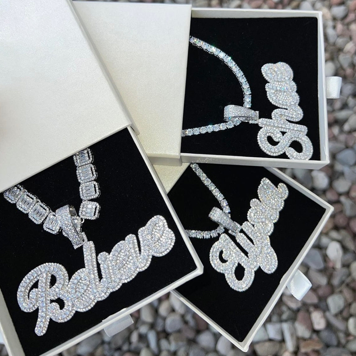 Full Iced Custom Script Letter Pendant