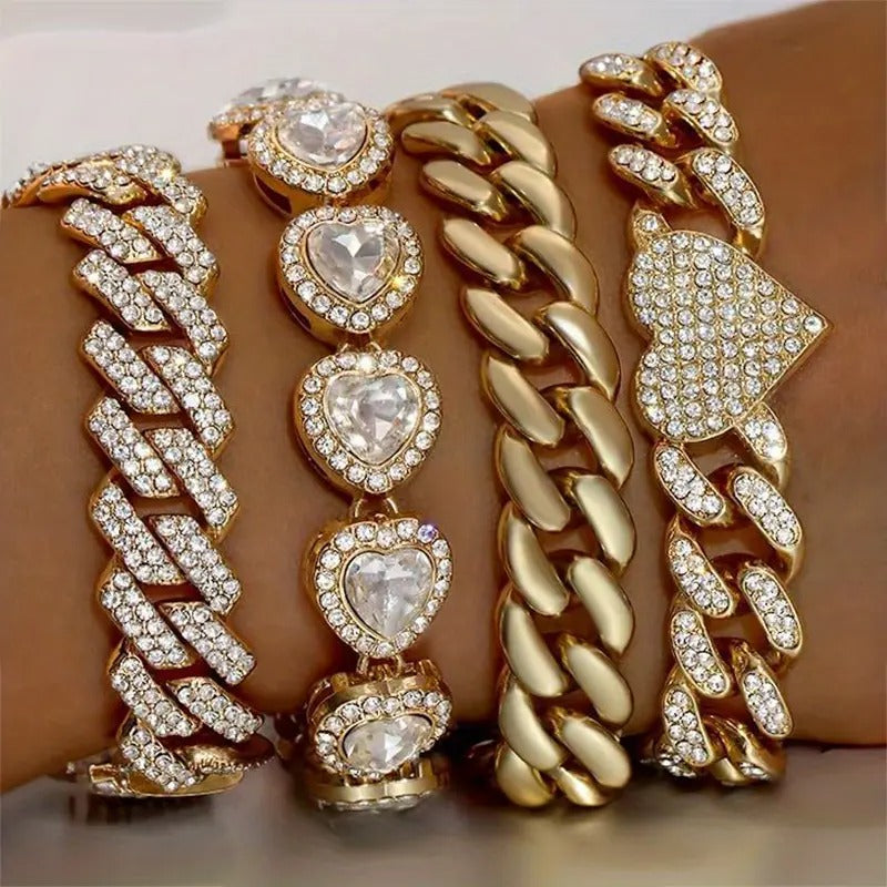 ICED HEART CUBAN – 4PC Bracelet Set