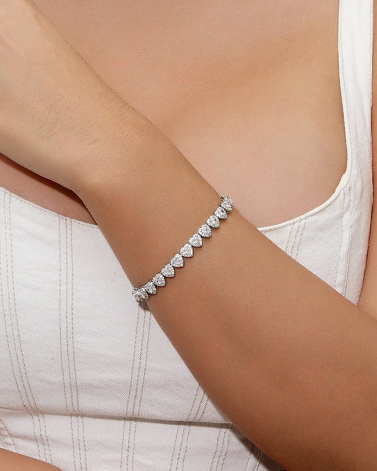 Clustered Heart Tennis Bracelet