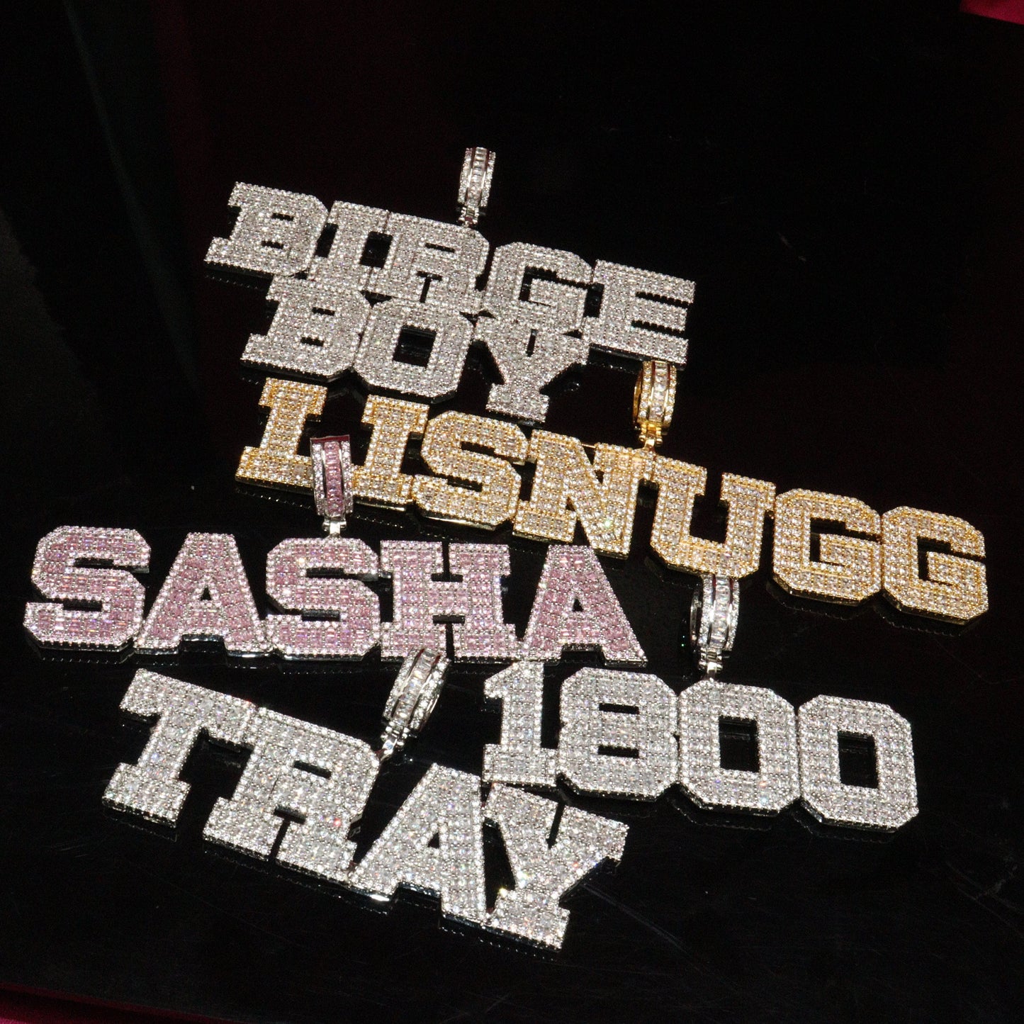Baguette Cut Name Pendant