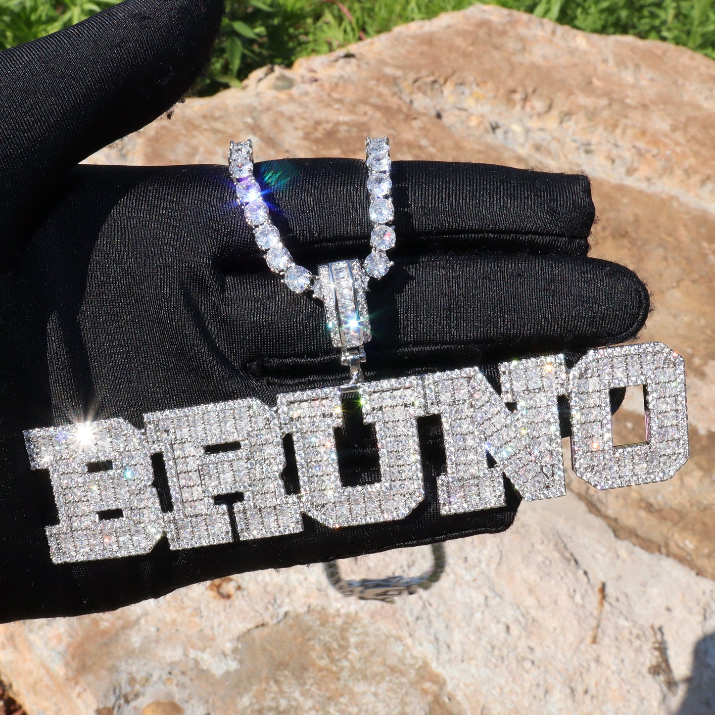 Baguette Cut Name Pendant