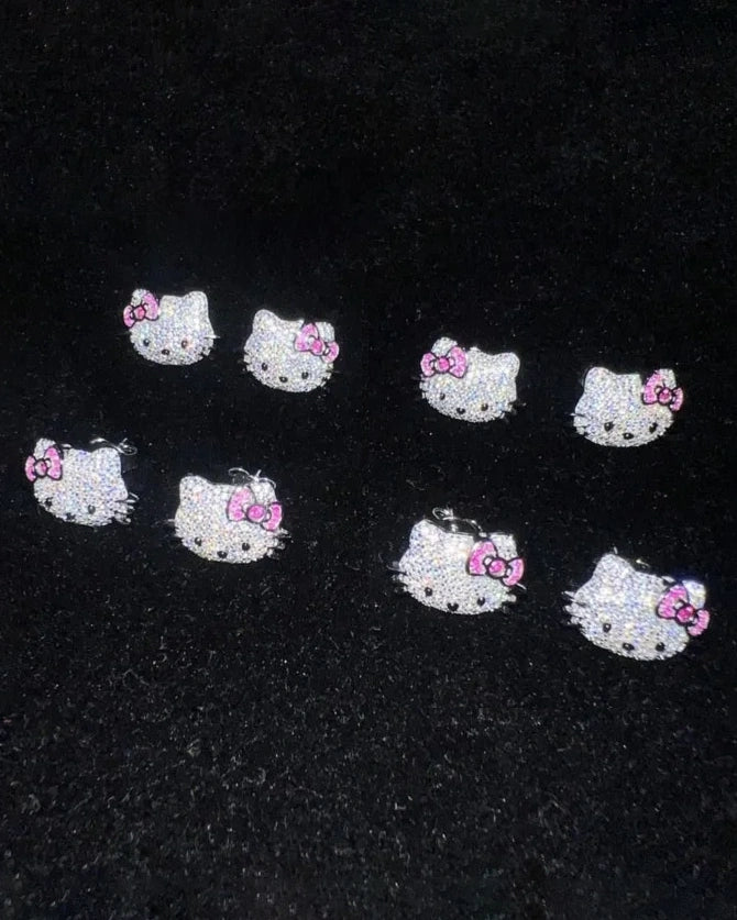 Iced Out Kitty Earrings