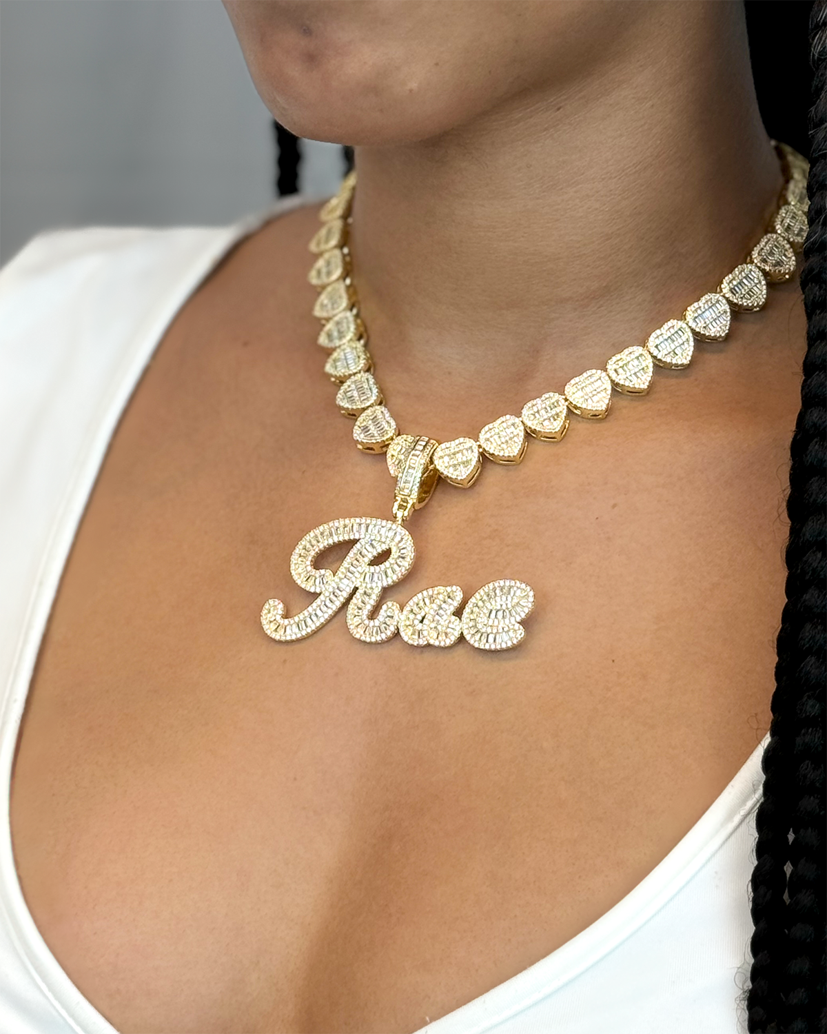 Icy Baguette Nameplate Necklace
