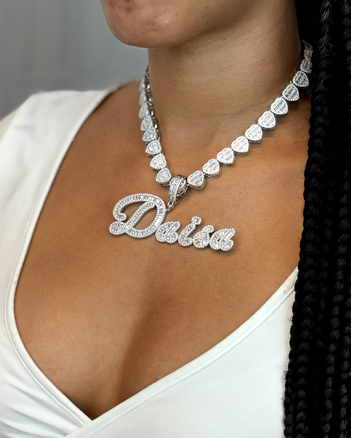 Icy Baguette Nameplate Necklace