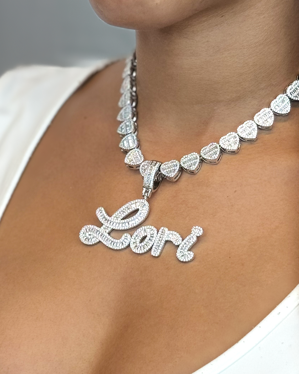Icy Baguette Nameplate Necklace