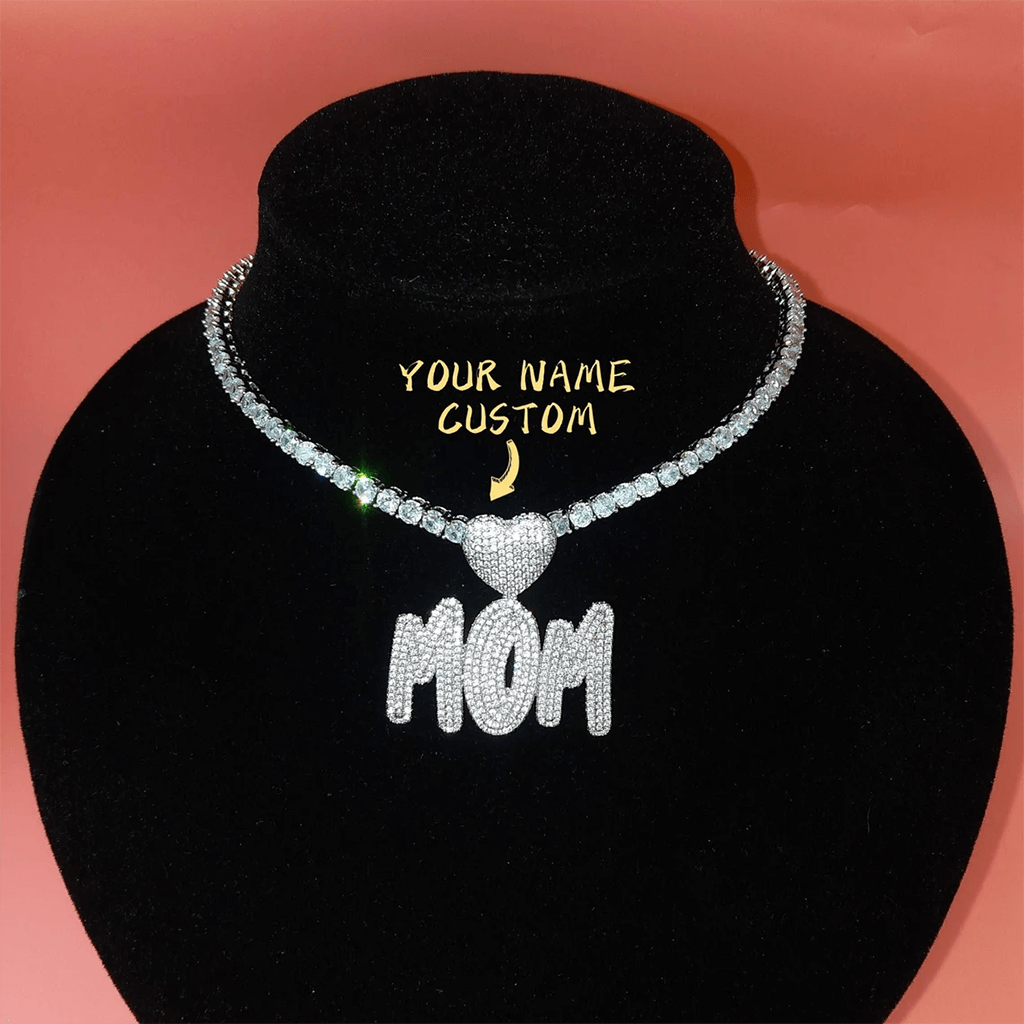 Icy Heart Cursive Name Necklace
