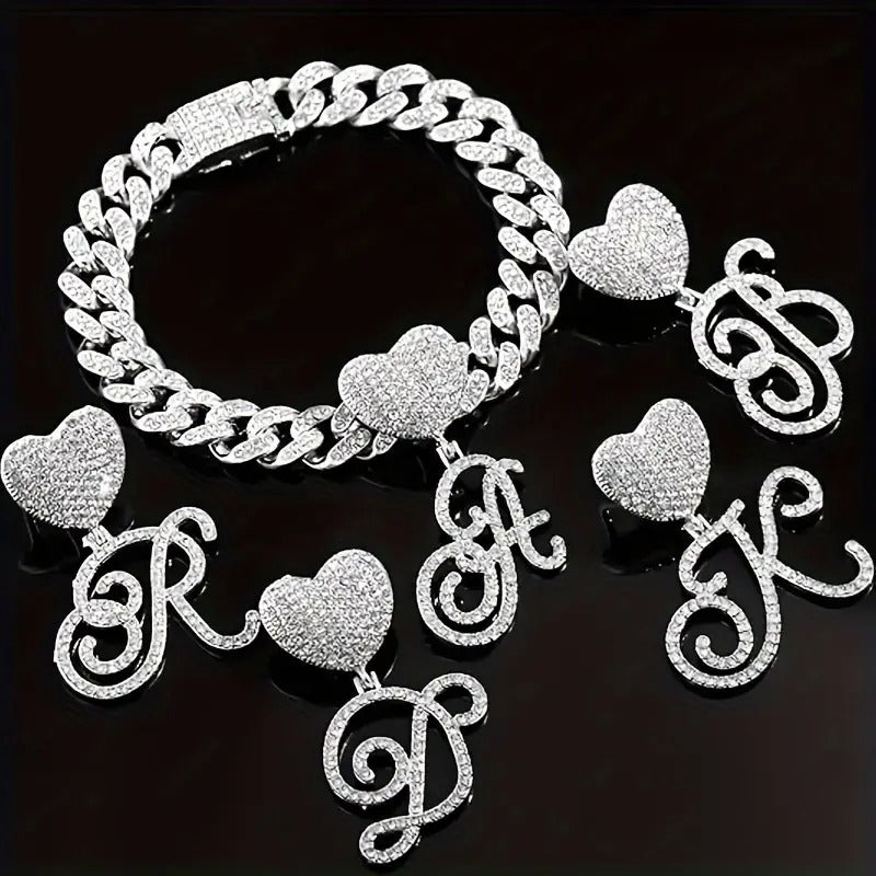 LOVE ANKLET SET – Heart Initial x Cuban Anklets