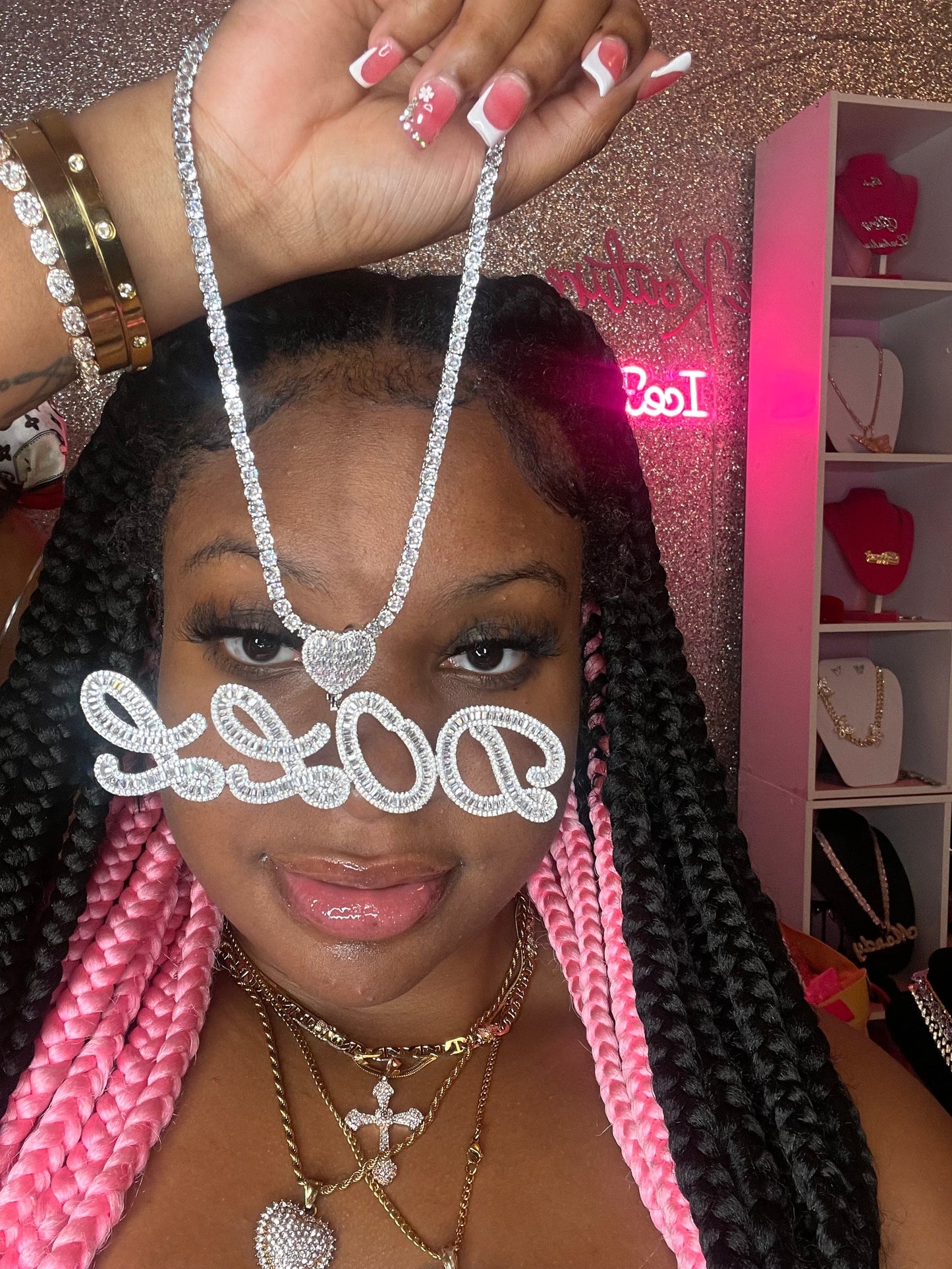 Love Baguette Nameplate Necklace