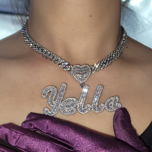 Love Baguette Nameplate Necklace