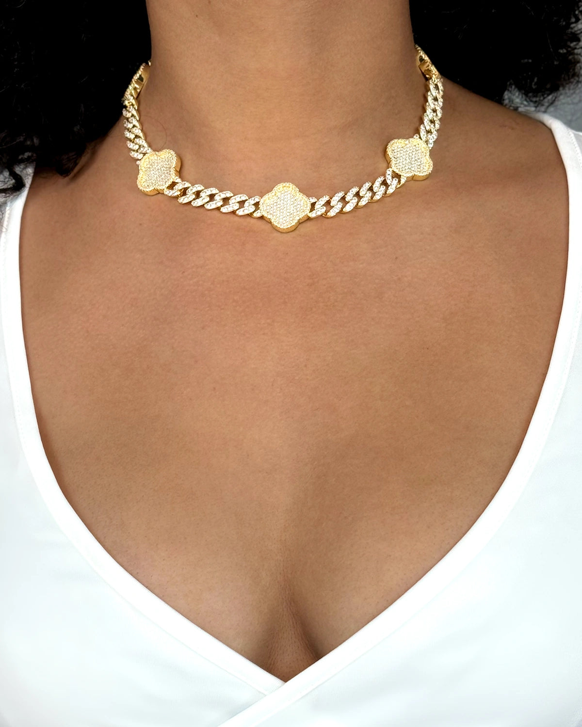 Lucky Clover Cuban Link Necklace
