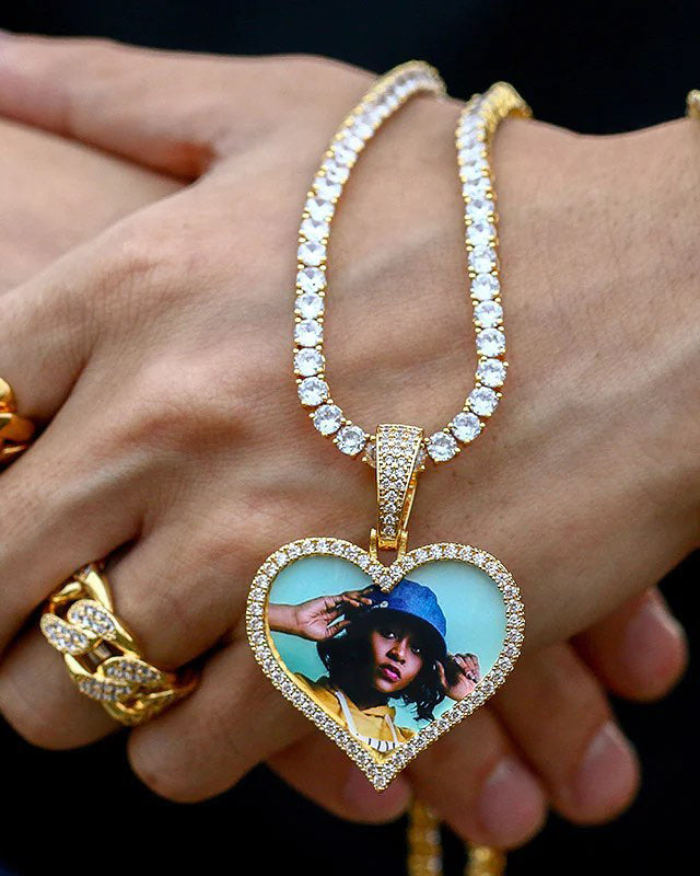 Classy Heart Photo Pendant