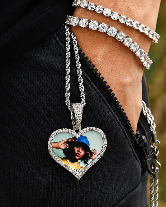 Classy Heart Photo Pendant