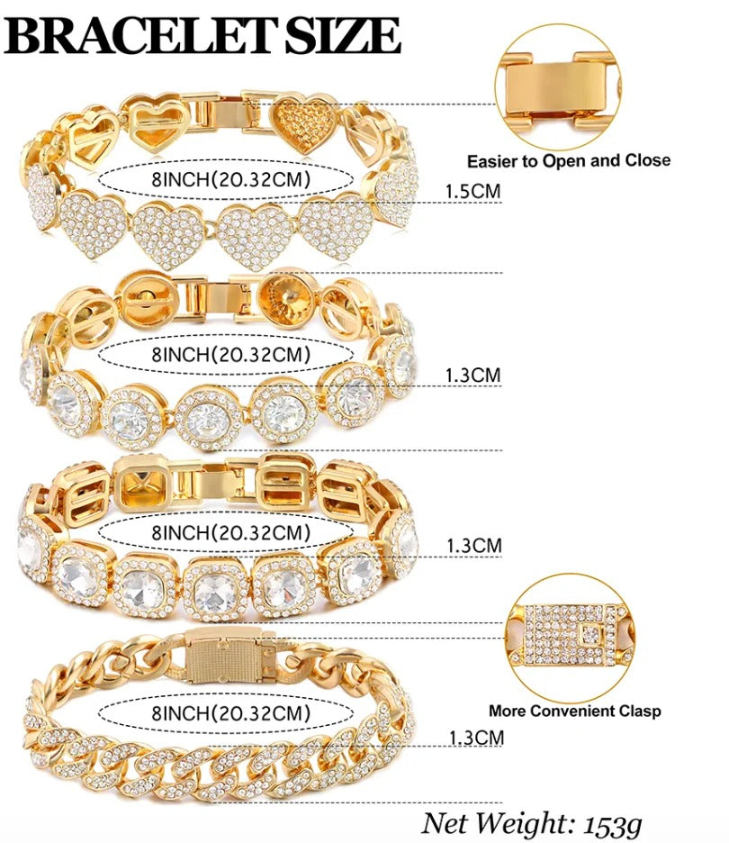 MEGAN DRIP STACK – 4PC Bling Bracelet Set