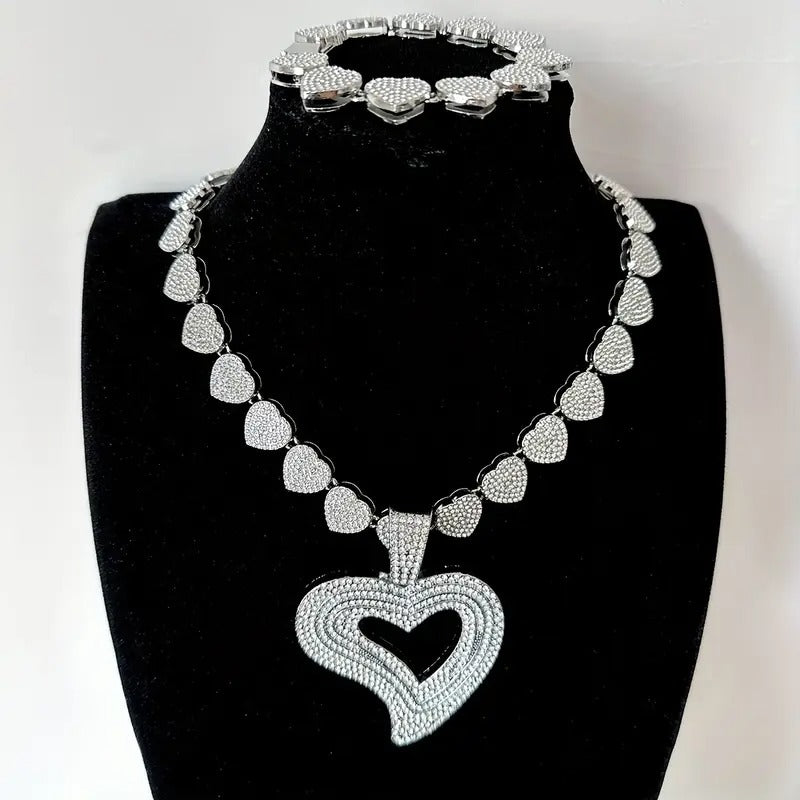 STACKED UP | 3PC Heart Necklace & Bracelet Set