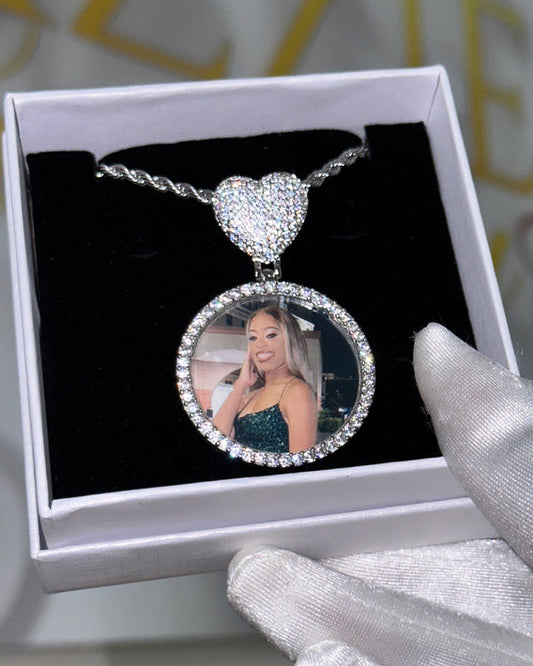 Circle Heart Photo Pendant