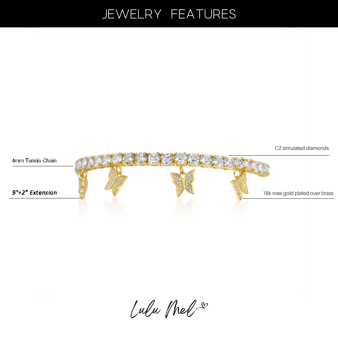 Butterfly Drip Anklet Gold/ Silver/ Pink