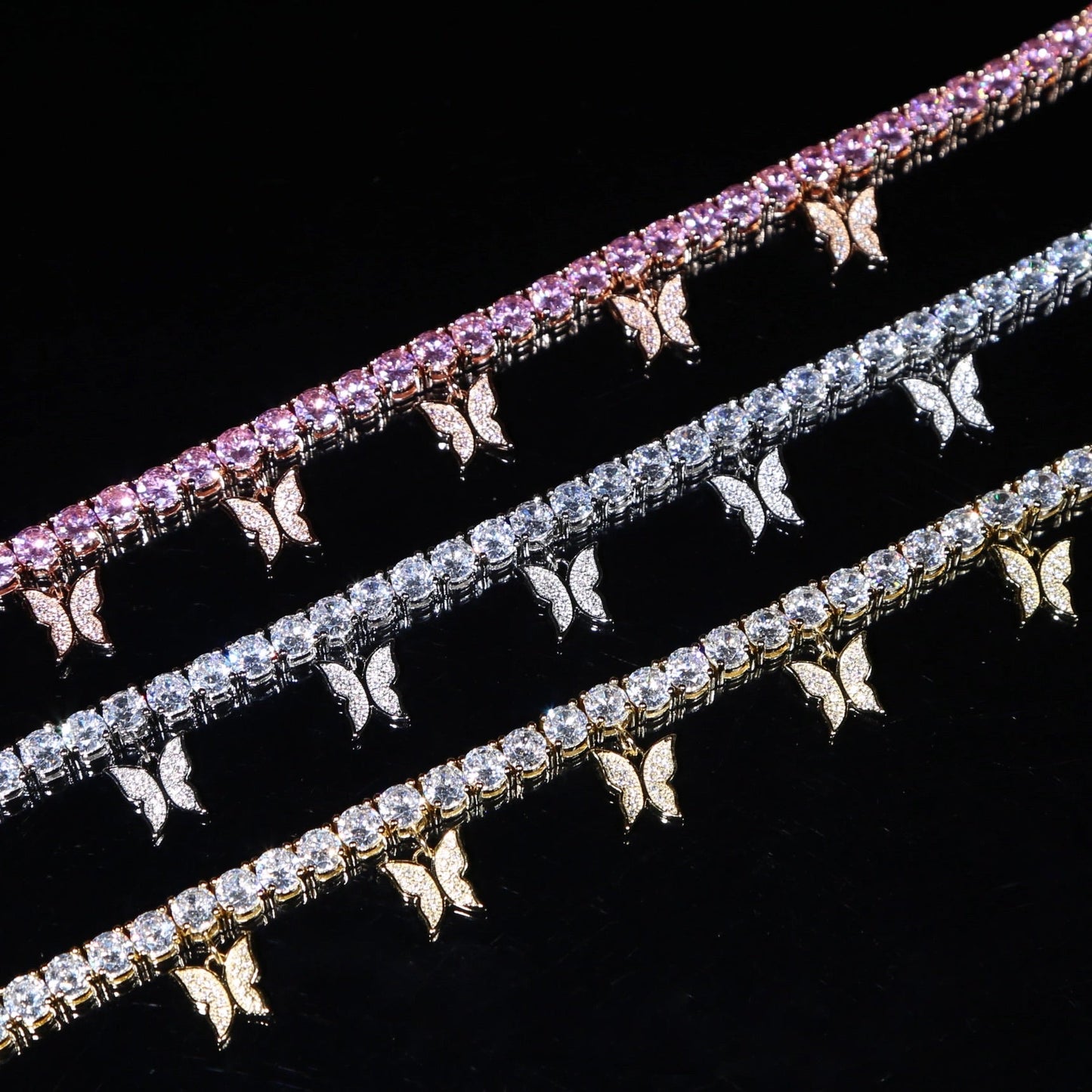 Butterfly Drip Anklet Gold/ Silver/ Pink