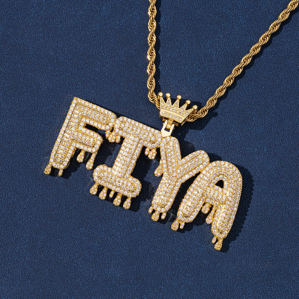 Crown Water Drip Letters Custom Pendant