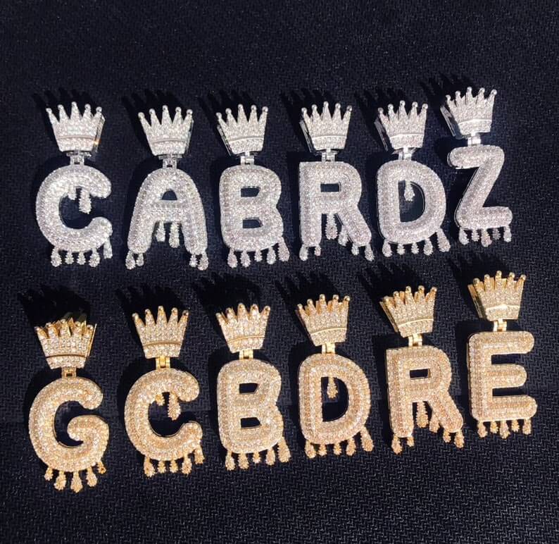 Crown Water Drip Letters Custom Pendant