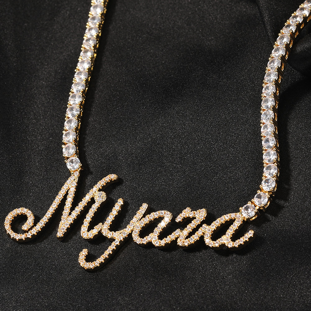 Cursive Pendant | Tennis Chain