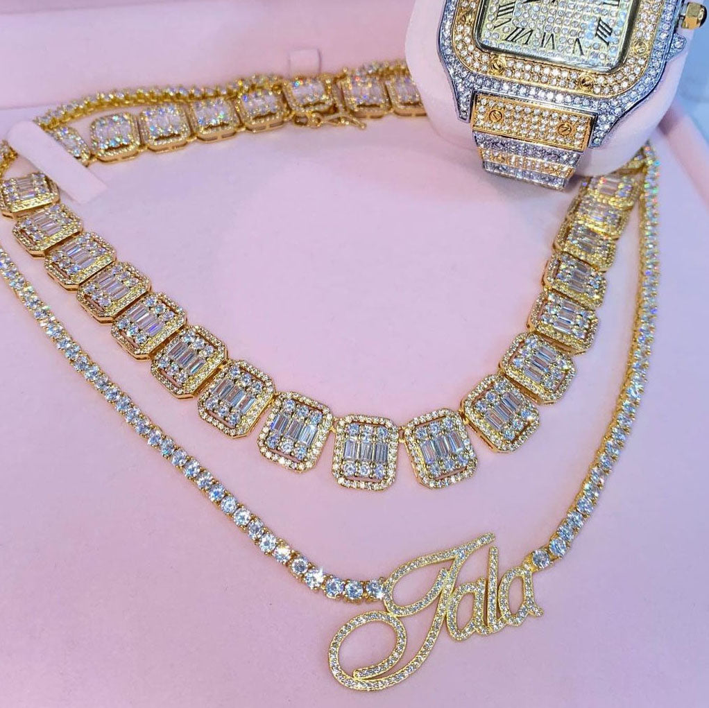 Cursive Pendant | Tennis Chain