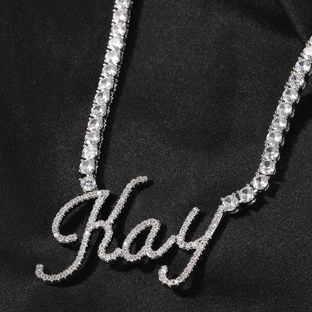 Cursive Pendant | Tennis Chain