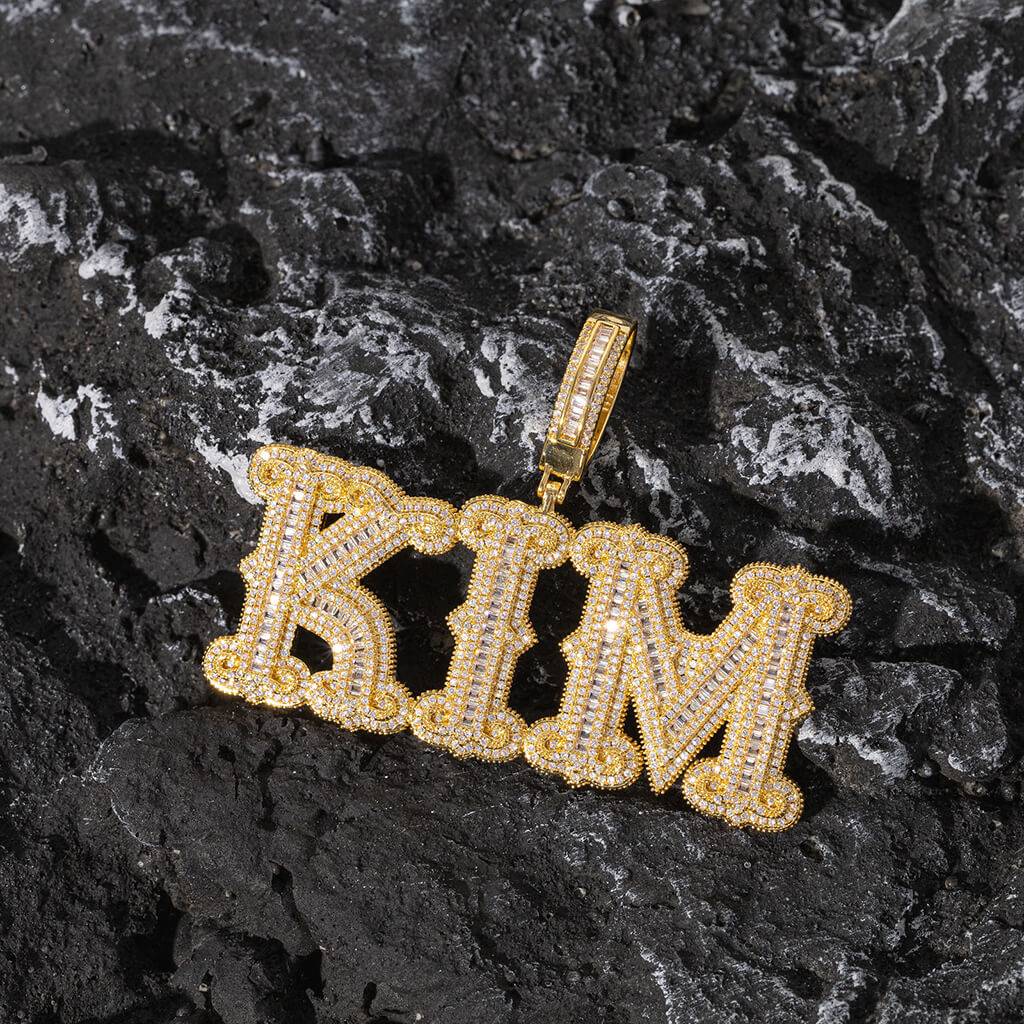 Custom Thorns Baguette Letters Pendant