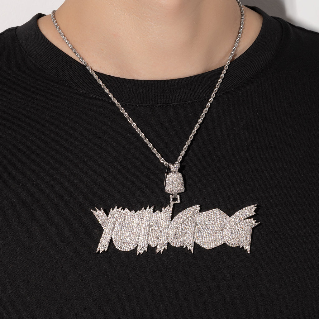 Fully Iced Money Bag Custom Name Pendant