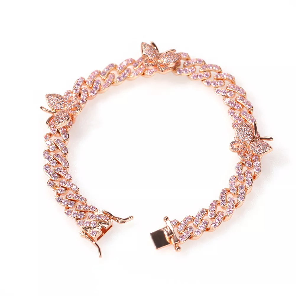 ICY Butterfly Cuban Anklet