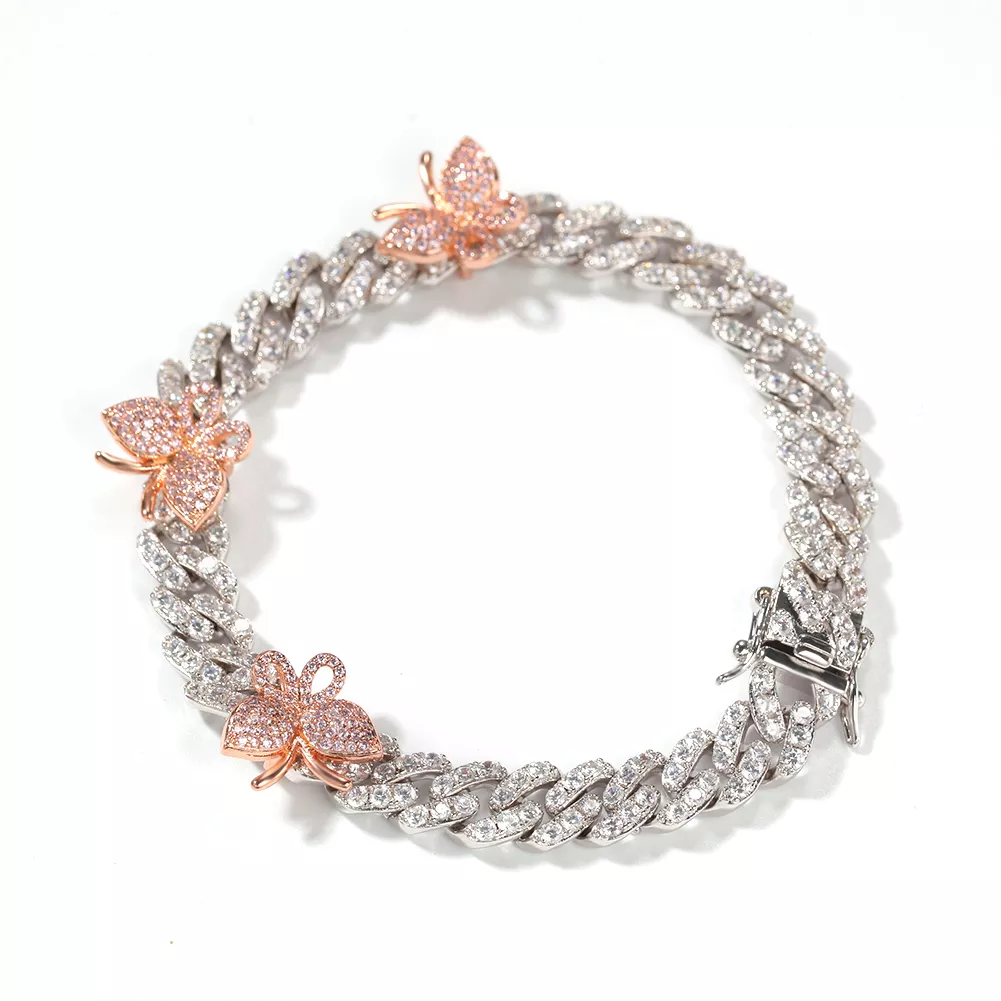 ICY Butterfly Cuban Anklet