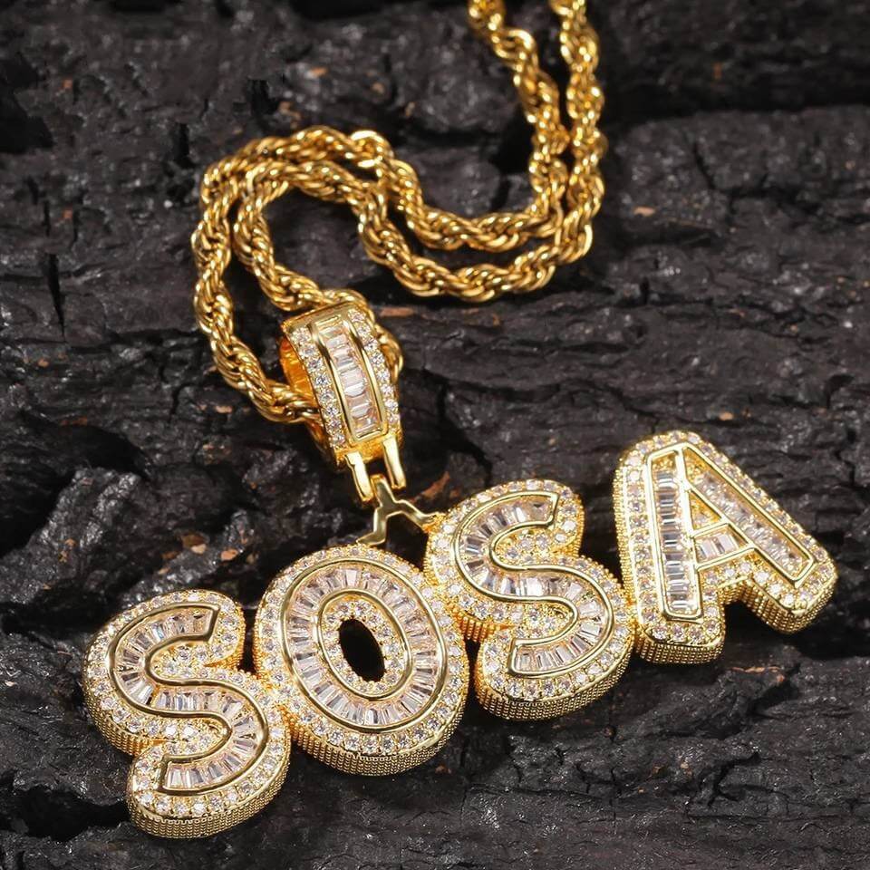 Small Rock Diamond Letter Pendant