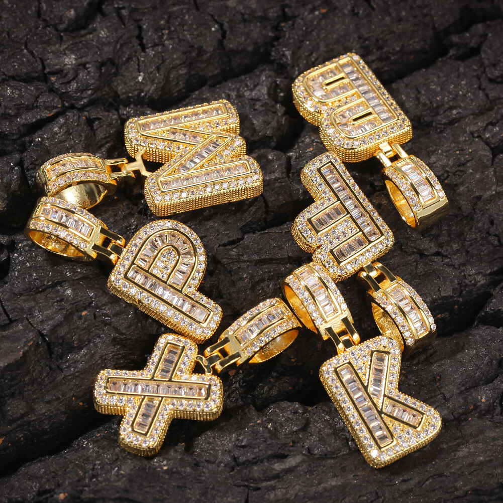 Small Rock Diamond Letter Pendant