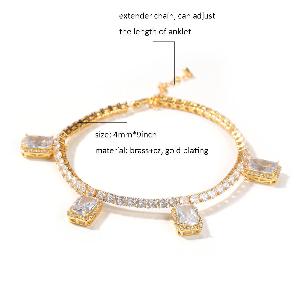 Tennis Anklet with cube charms