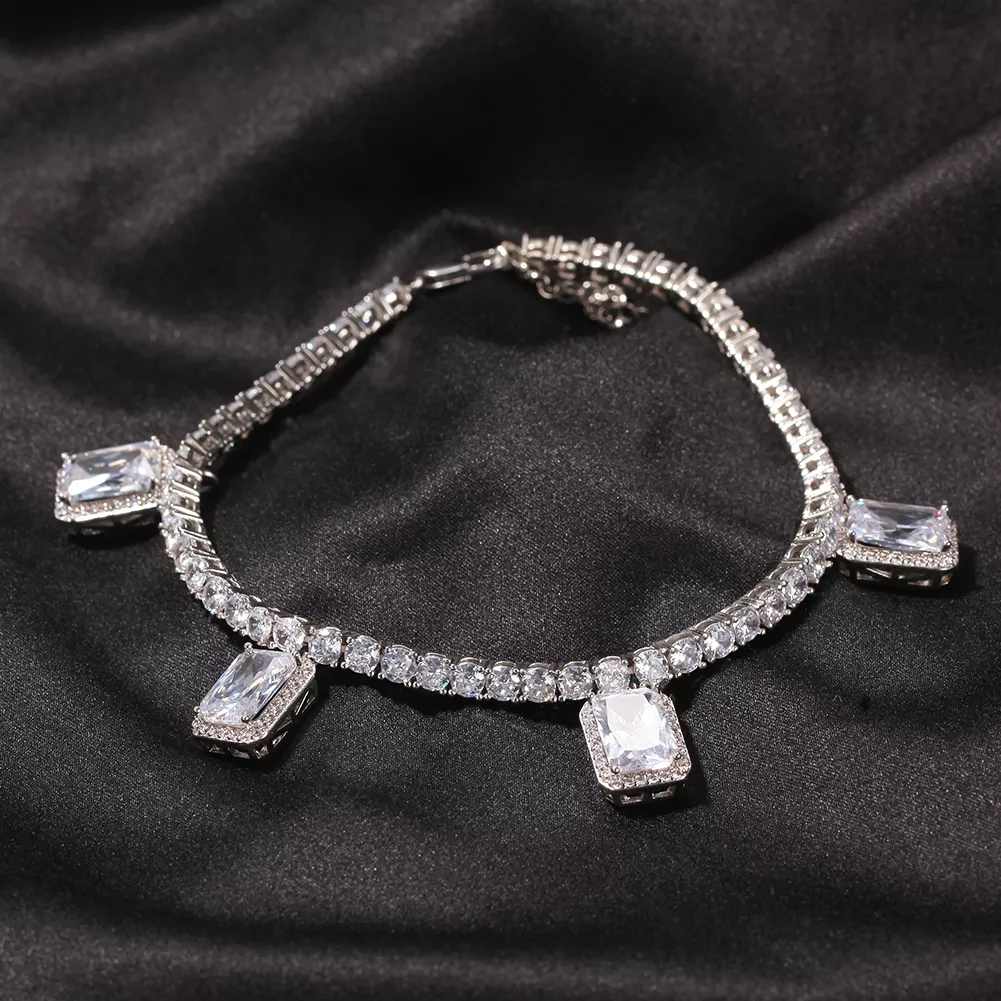 Tennis Anklet with cube charms