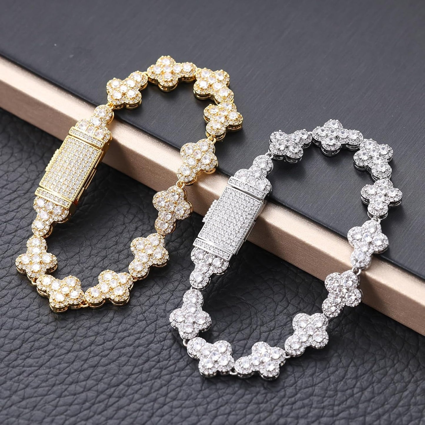 10mm Iced Cross Bracelet – Fully Iced CZ Bracelet