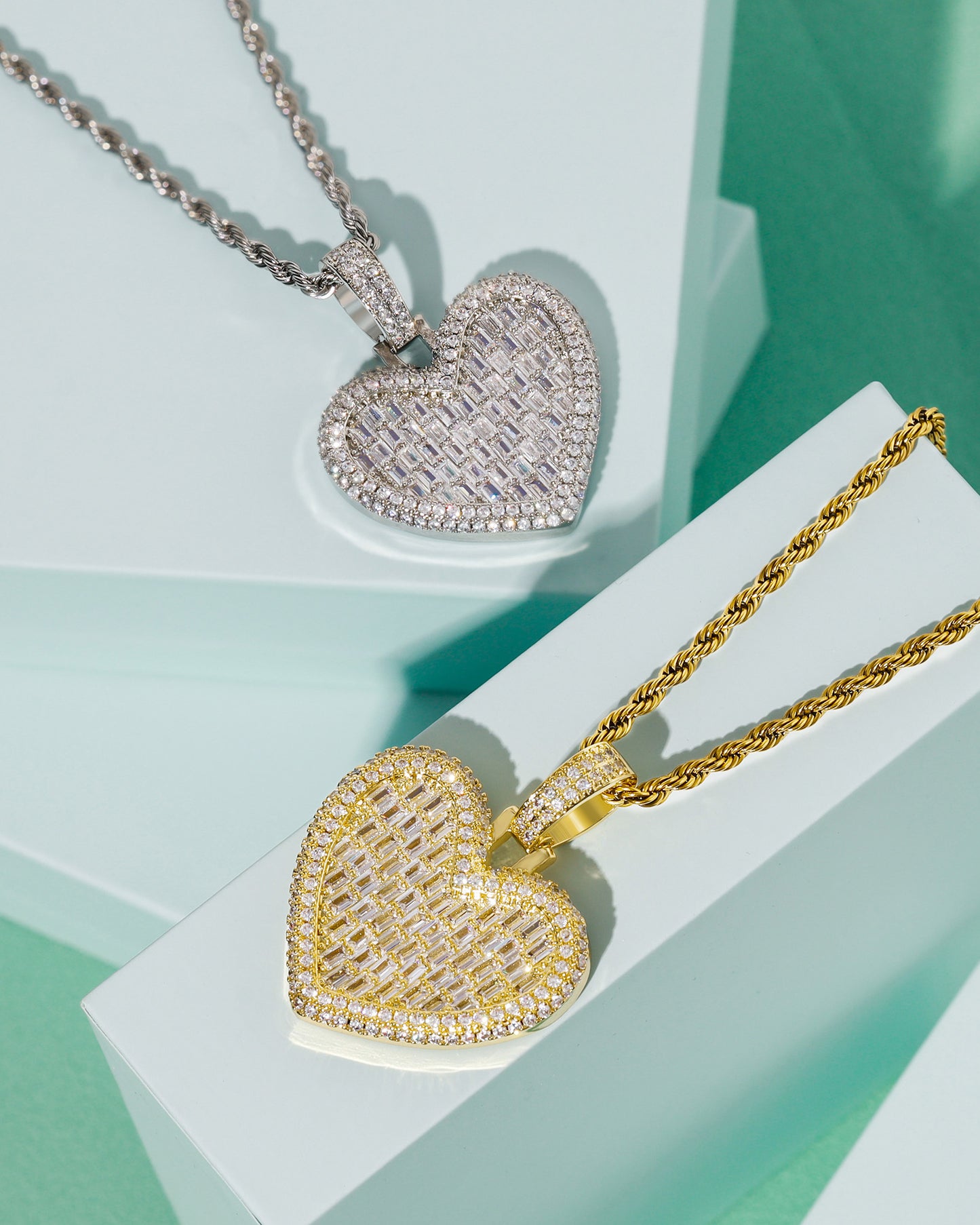 Baguette Diamond Heart Necklace