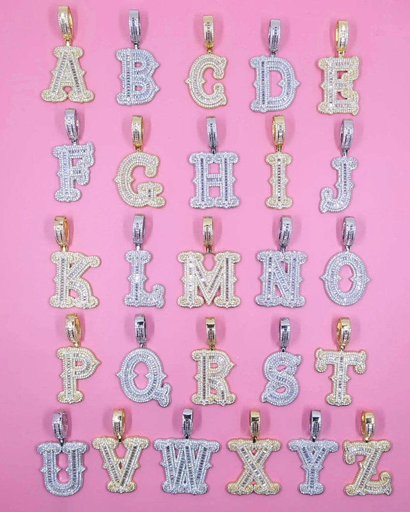 Baguette Bling Letter Necklace