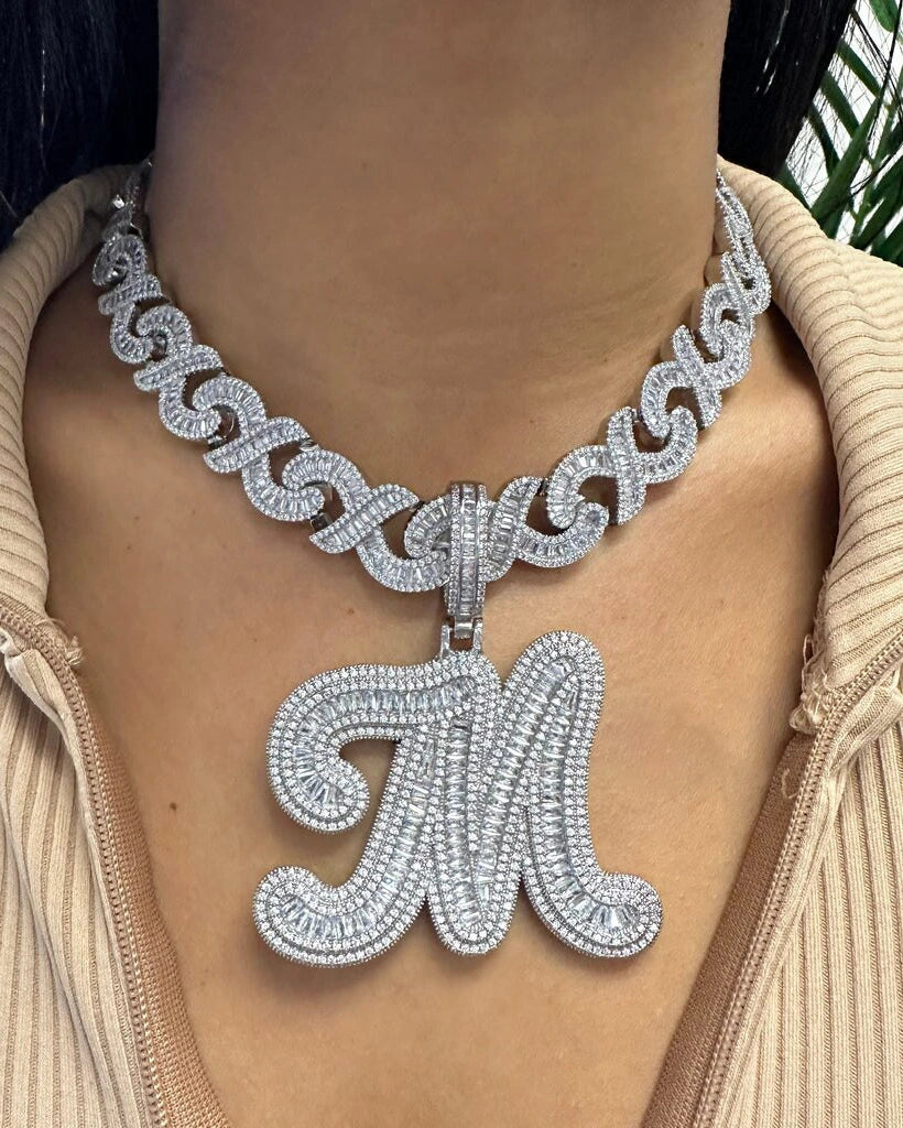 Bossed Up Script Initial Pendant