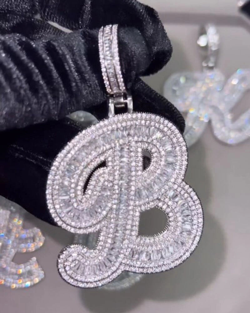 Bossed Up Script Initial Pendant