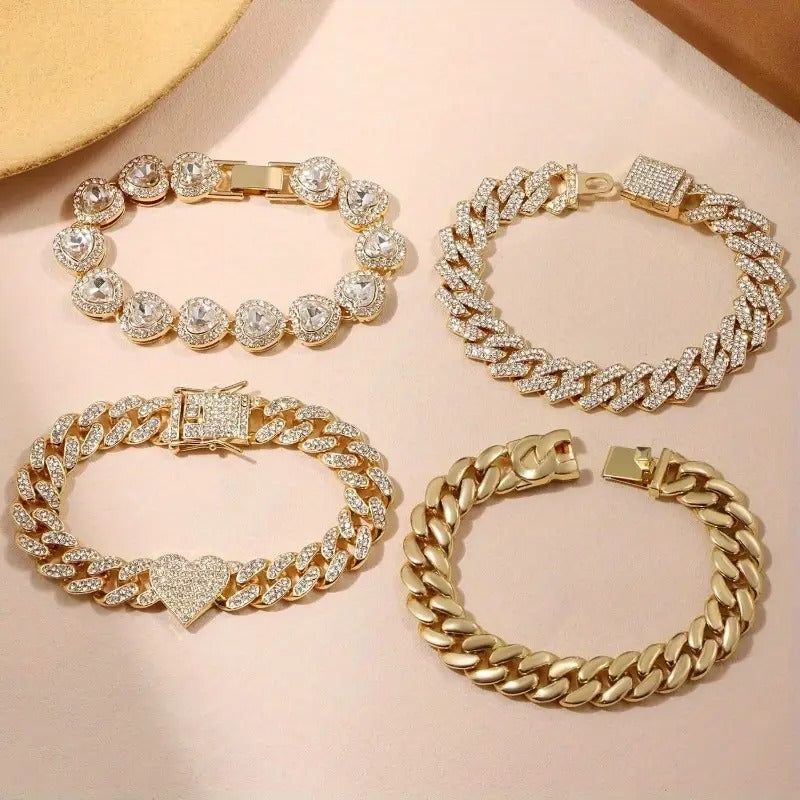 ICED HEART CUBAN – 4PC Bracelet Set