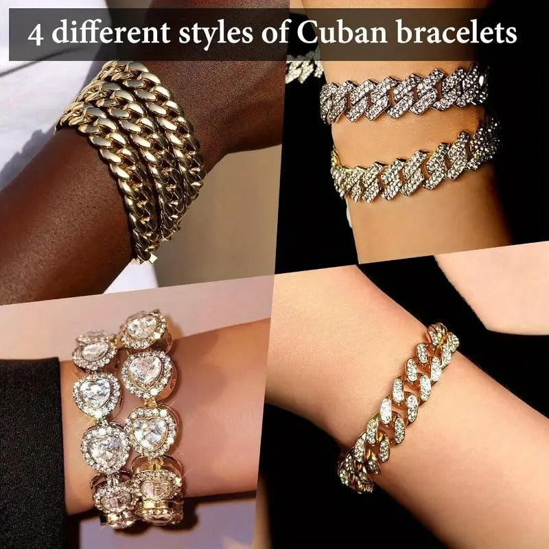 ICED HEART CUBAN – 4PC Bracelet Set