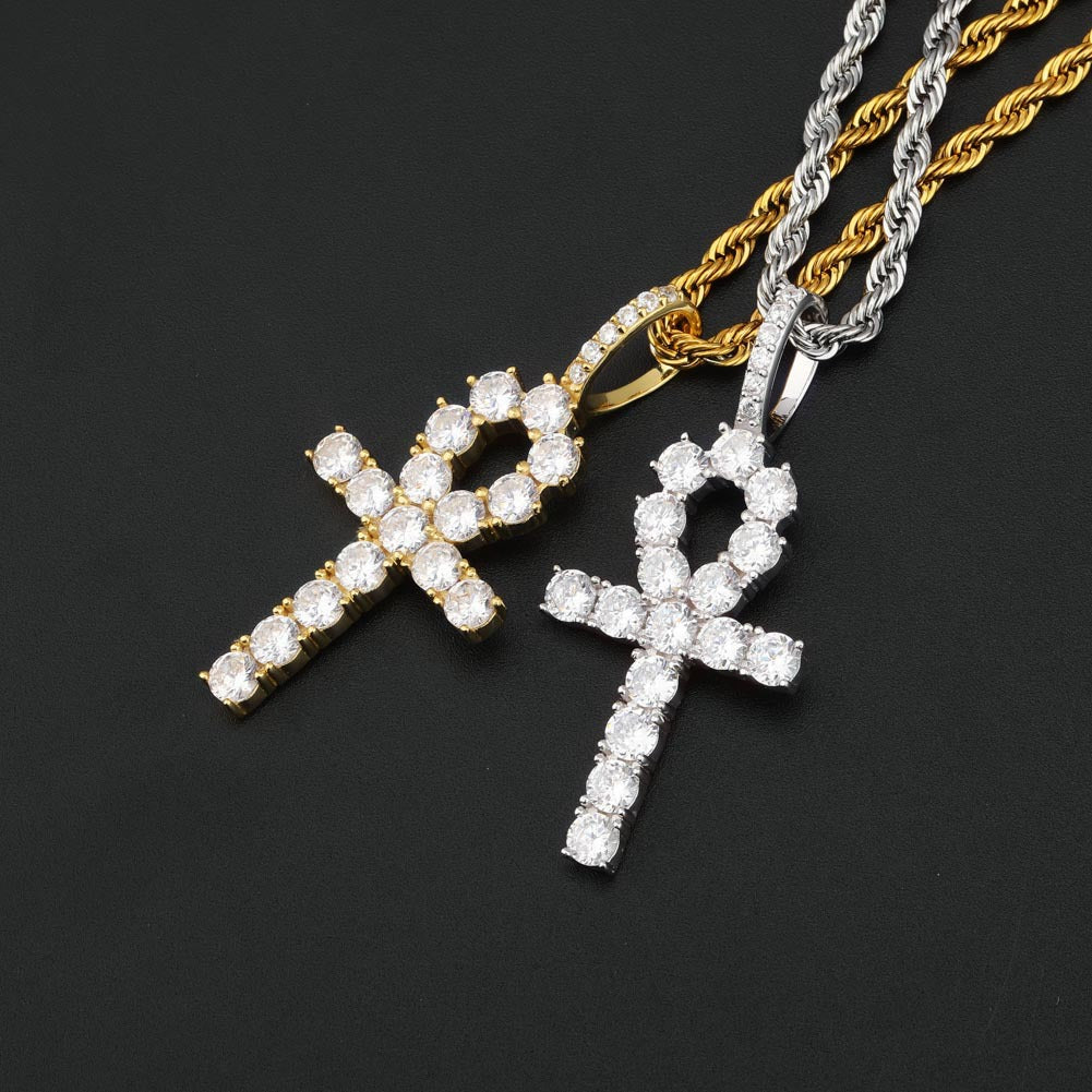 Iced Out Ankh Pendant 14K Gold Plated