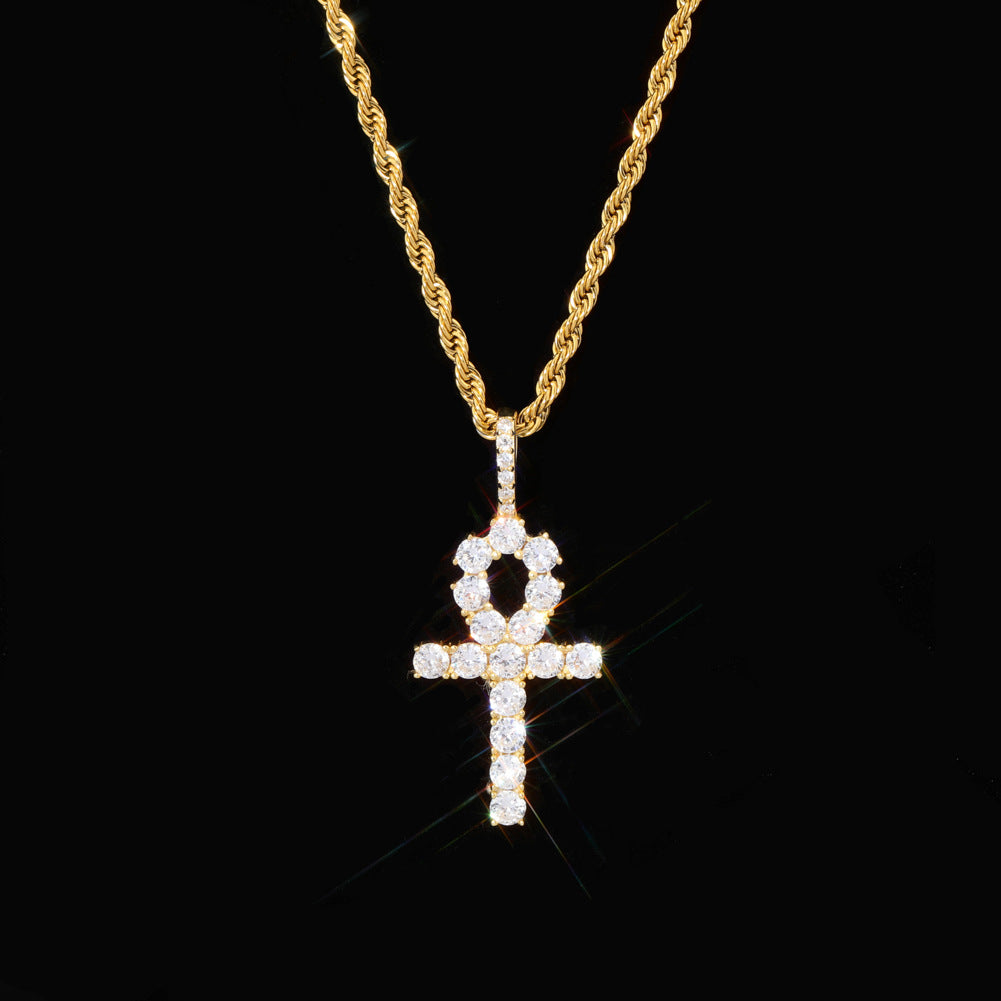 Iced Out Ankh Pendant 14K Gold Plated