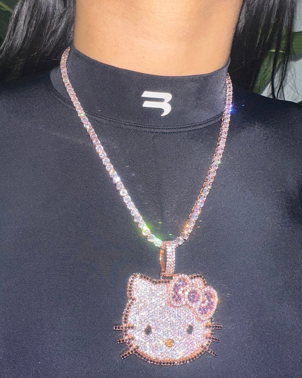 Iced Out Kitty Pendant